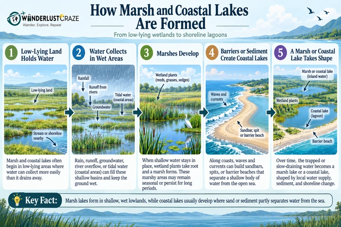 How Marsh and Coastal Lakes are formed