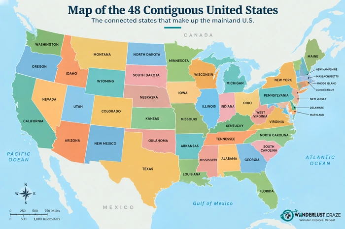 Map of the 48 Contiguous United States