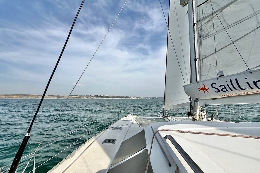 France on the Horizon, Seen from Echoes the SailLink Catamaran