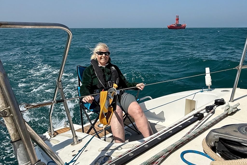 Relaxing on Echoes the SailLink Catamaran
